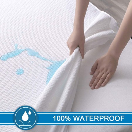 Mighty Rock Waterproof Mattress Protector 3D Air Fabric Mattress Cover with 15 Inches Deep Pocket Stretches Up to 18 Inches Breathable White Mattress Cover